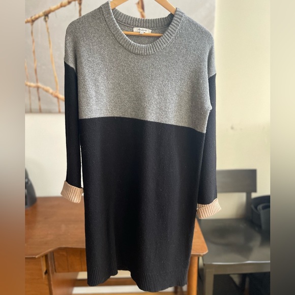 Madewell Gray and Black Colorblock Dress - Picture 1 of 2